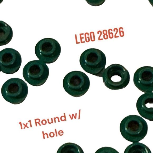 Lego 28626 Drk green 1x1 round w/open hole stud 1 oz ounce over 300 pieces - Picture 2 of 10